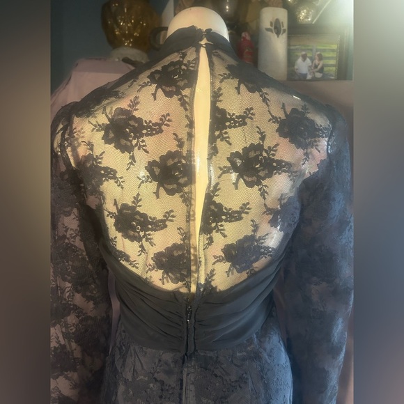 Chic Black Lace Long Sleeve Dress - Picture 3 of 7